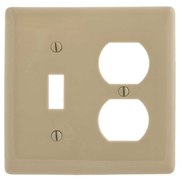 Hubbell Wiring 2-Gang Ivory Medium Size Toggle and Duplex Wall Plate PJ18I